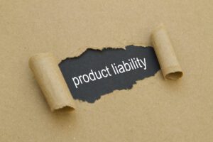 product liability written under torn cardboard
